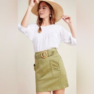 Pilcro & The Letter Press by Anthropologie Charlie Belted Mini Skirt SZ 6 Green